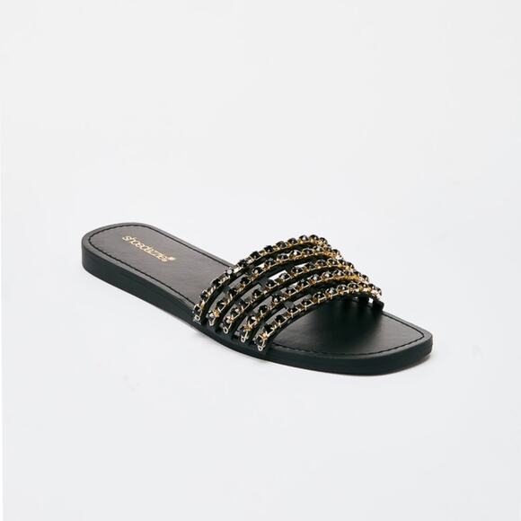 Stella embellished black/gold sandal size 9.5 - Picture 2 of 5